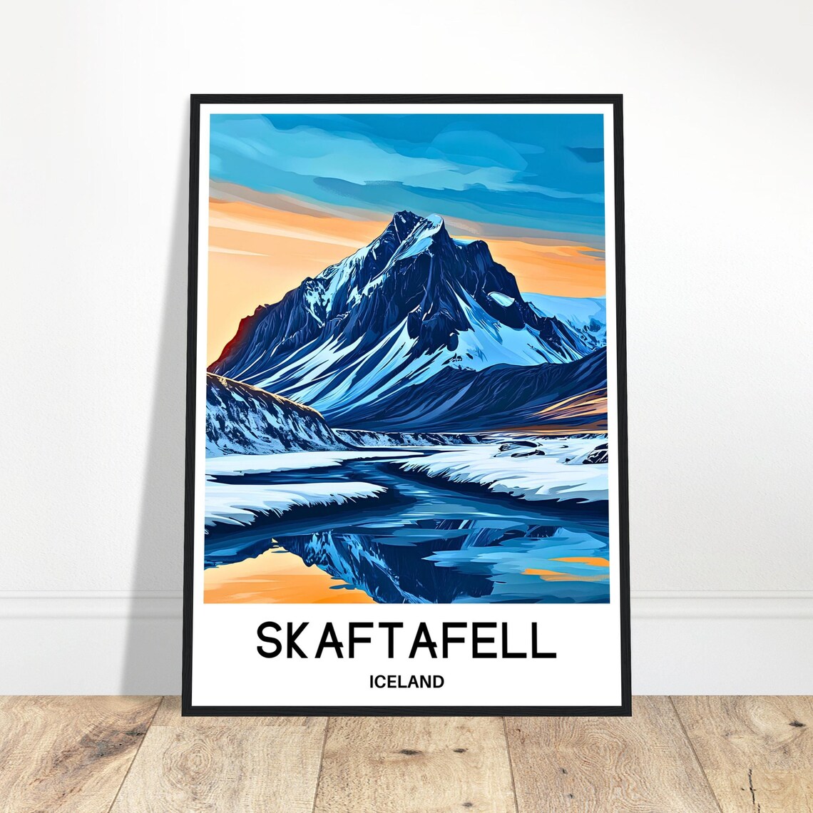 Skaftafell Iceland Snowcapped Mountain Sunset Reflection Poster