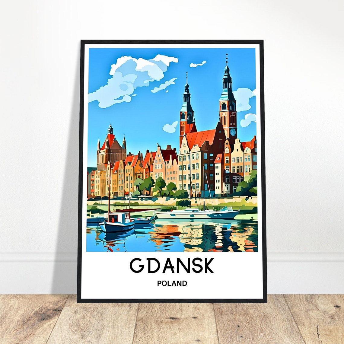 Gdansk Travel Print Gdansk Travel Poster Polish Art Print Poland Lover Gift Wall Hanging Art Home Office Desk Decor Gdansk City Illustration