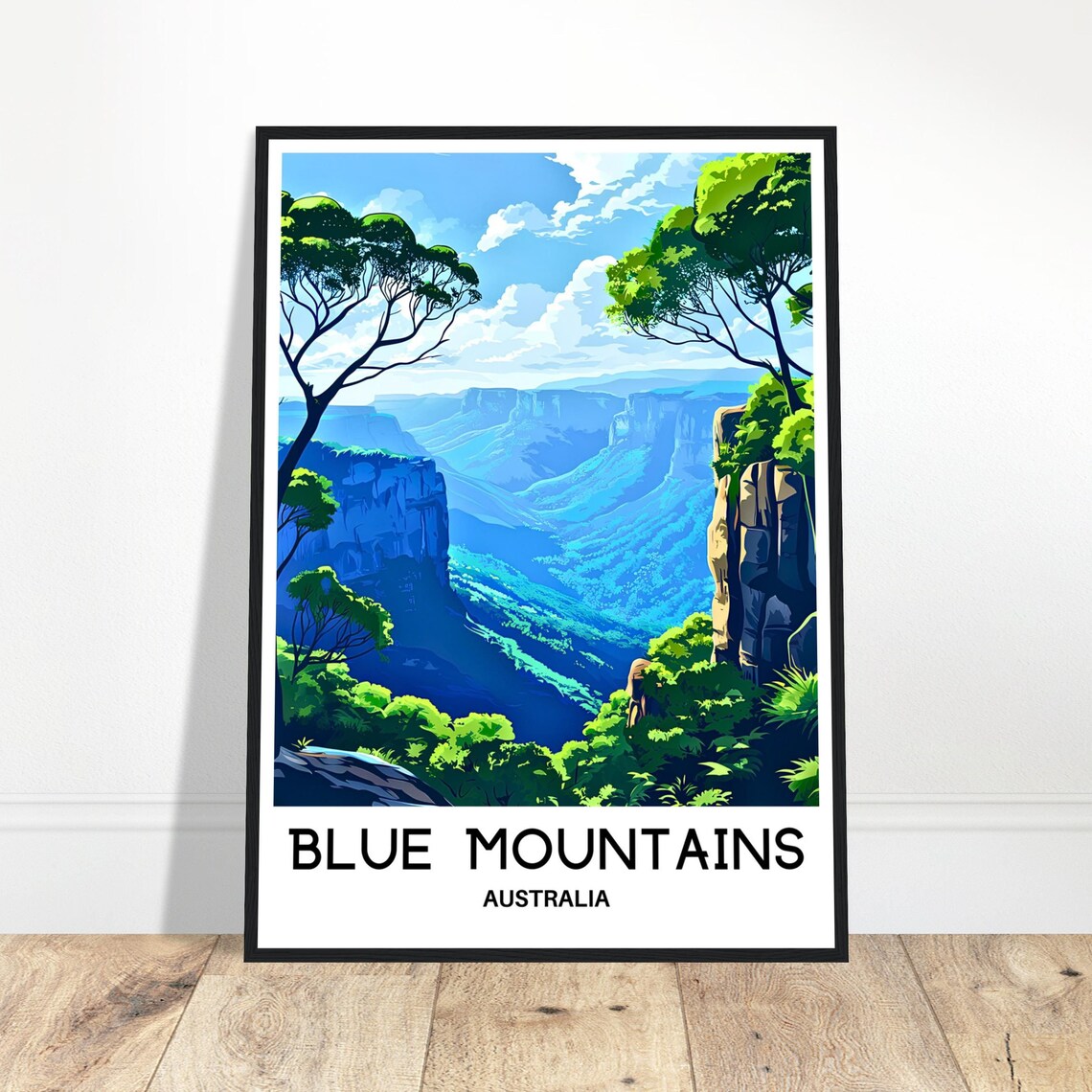 Blue Mountains Australia Canyon Valley Eucalyptus Trees Travel Poster