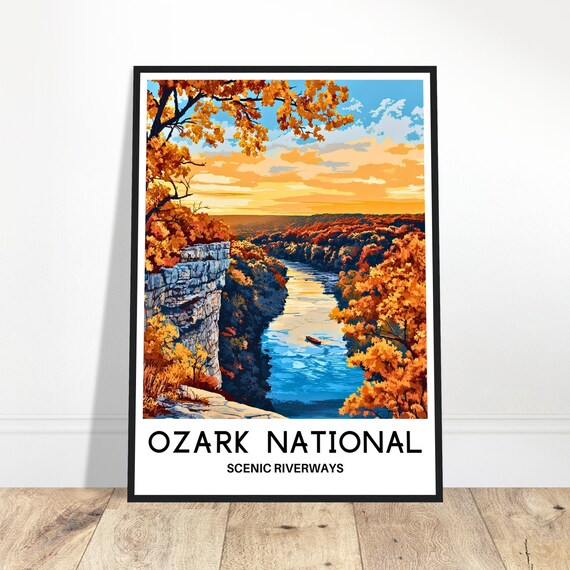 Ozark National Scenic Riverways Travel Print Poster Art Missouri Lover Gift Park Illustration Wall Hanging