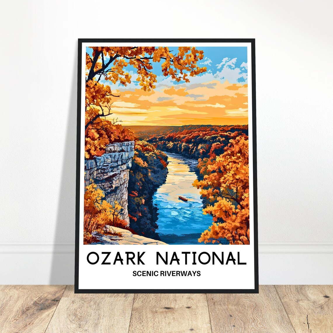 Ozark National Scenic Riverways Autumn River Valley Travel Poster