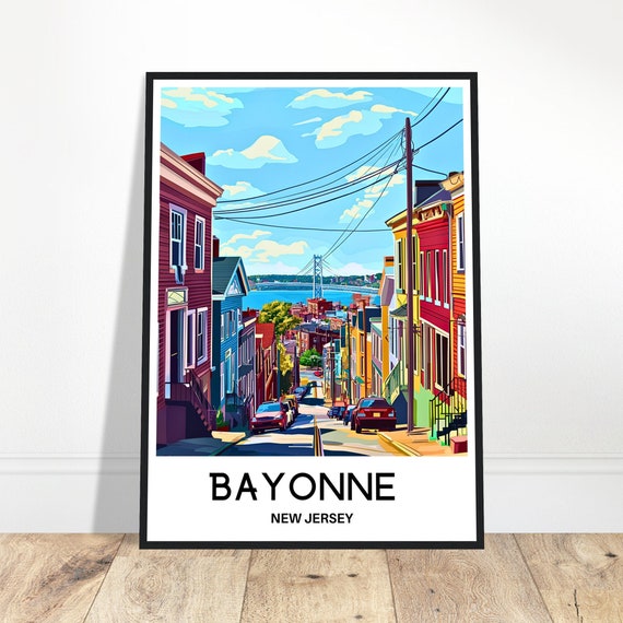 Bayonne Travel Print Poster Art New Jersey Lover Gift Wall Hanging Home Office Decor City Illustration