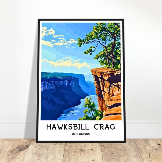 Hawksbill Crag Travel Print Whitaker Point Poster Art Arkansas Lover Gift Wall Hanging Illustration Home Office Decor