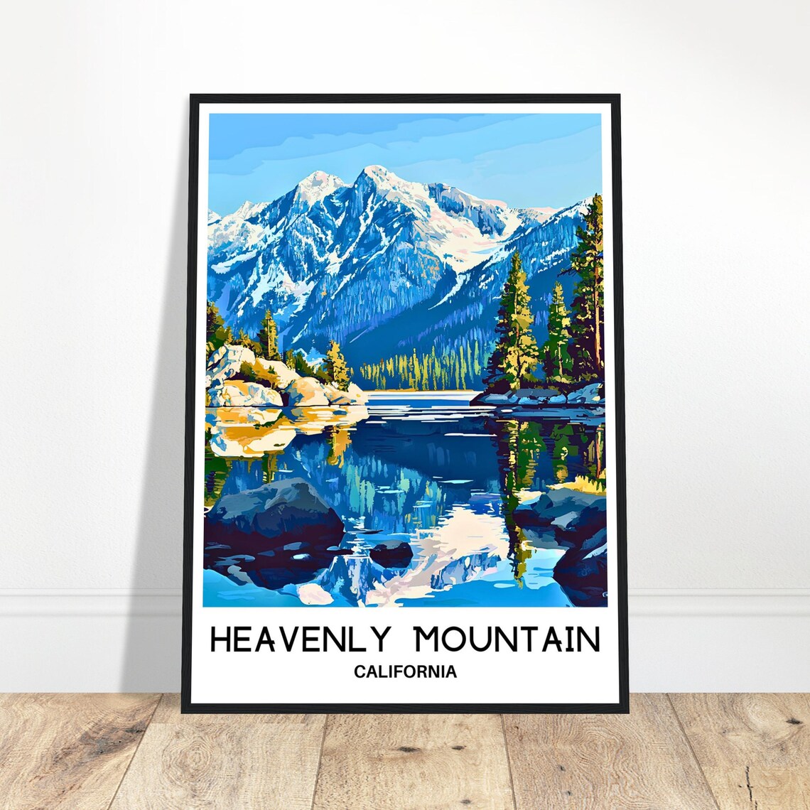 Heavenly Mountain California Snow Peaks Lake Travel Poster Art