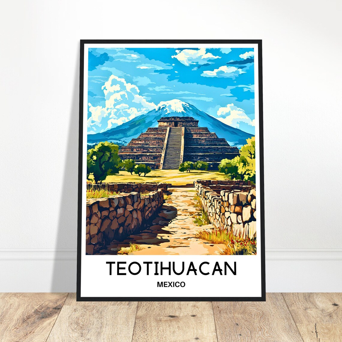 Teotihuacan Pyramid of the Moon Ancient Ruins Mexico Travel Poster