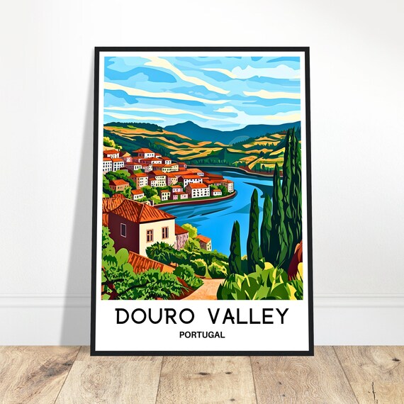Douro Valley Travel Print Poster Portuguese Art Portugal Lover Gift Wall Hanging Home Decor Illustration
