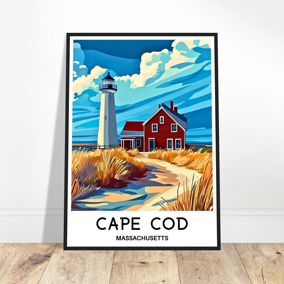 Cape Cod Travel Print Poster Art Massachusetts Lover Gift Wall Hanging Home Office Desk Decor Illustration