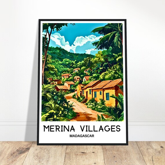 Merina Villages Travel Print Merina Villages Poster African Art Print Madagascar Lover Gift Wall Hanging Art Illustration Home Office Decor