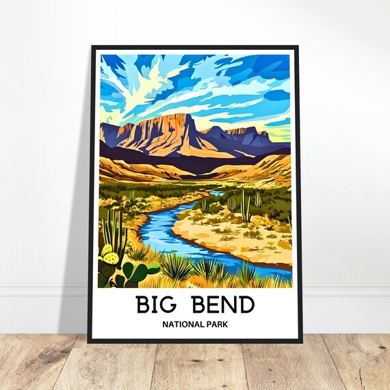 Big Bend National Park Travel Print Poster Art Texas Lover Gift Wall Hanging Illustration Home Office Desk Room Decor