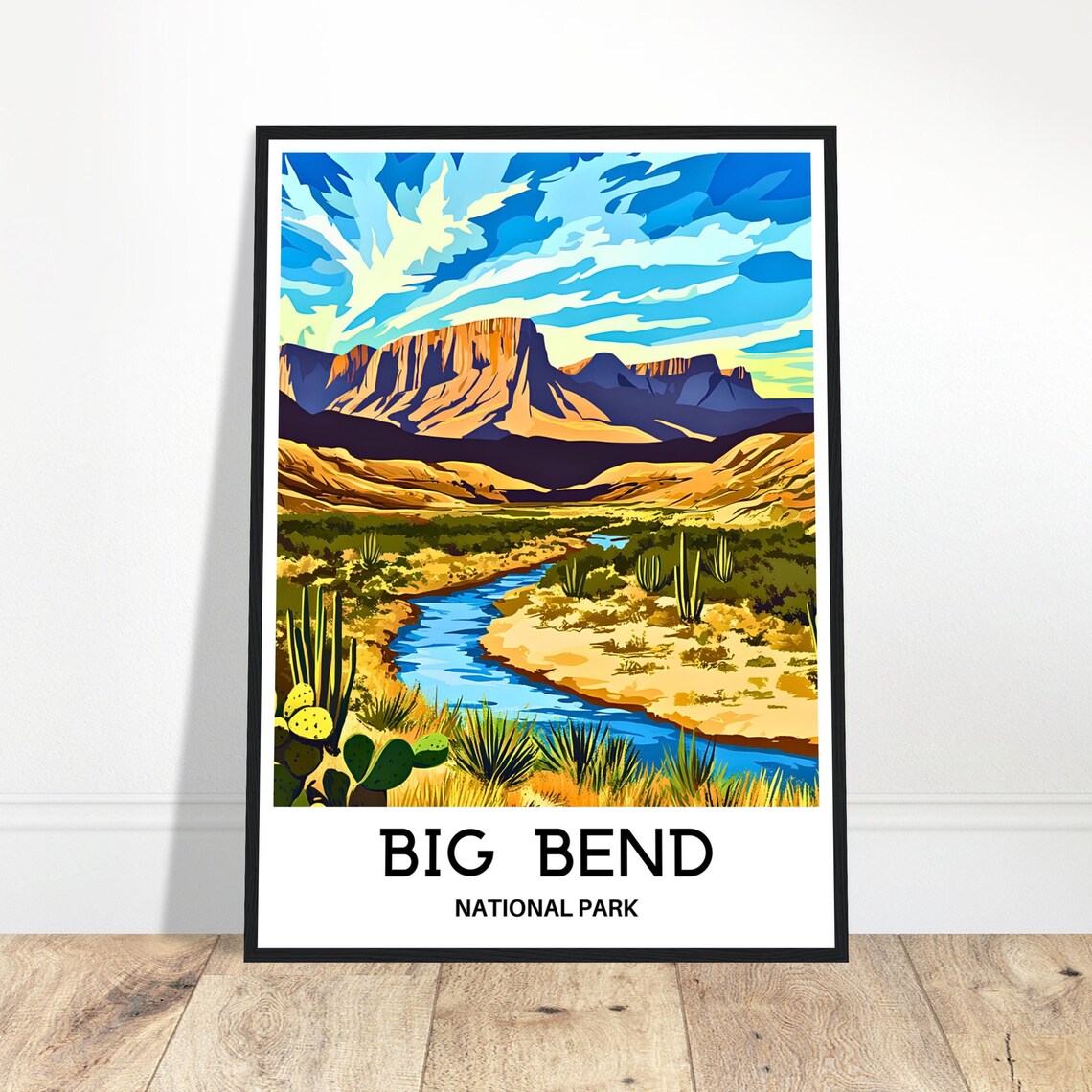 Big Bend National Park Texas Desert River Retro Travel Poster