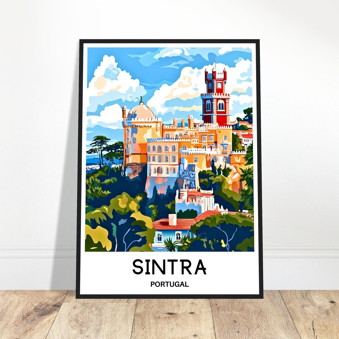Sintra Portugal Colorful Hilltop Palace Scenic Travel Poster