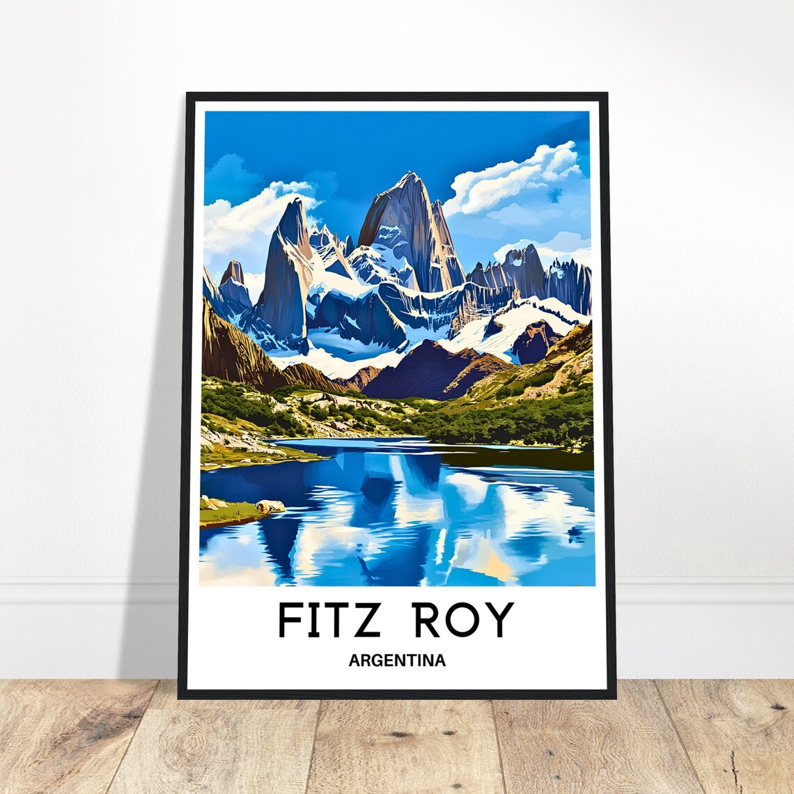 Mount Fitz Roy Argentina Patagonia Granite Peaks Lake Travel Poster