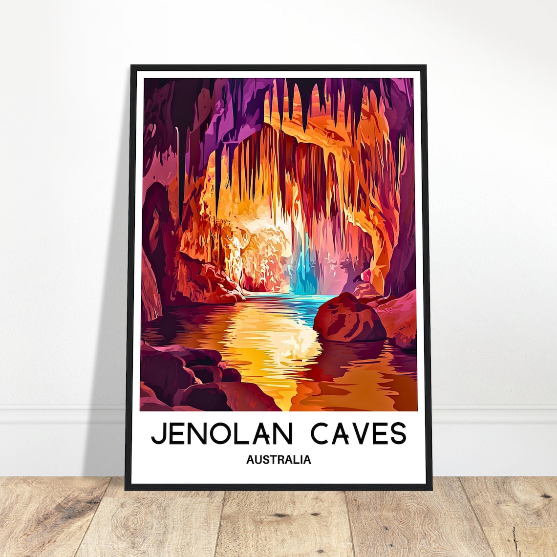 Jenolan Caves Australia Vibrant Underground Cavern Travel Poster