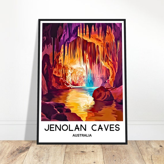 Jenolan Caves Travel Print Poster Australian Art Australia Lover Gift Wall Hanging Illustration Home Office Decor