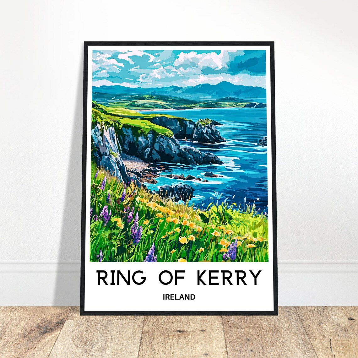 Ring Of Kerry Ireland Wildflowers And Cliffs Coastline Poster