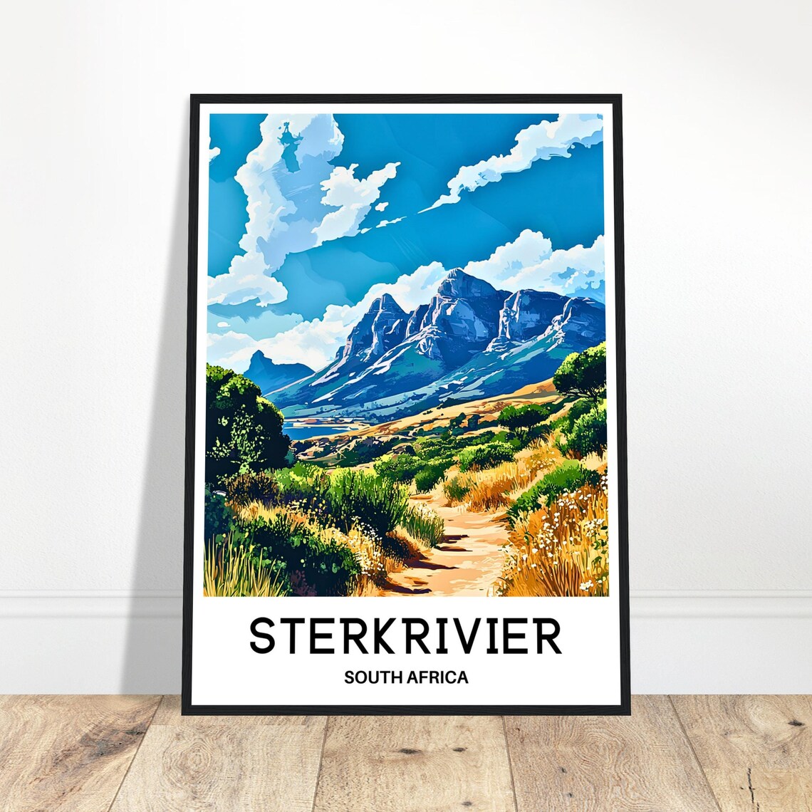 Sterkrivier South Africa Mountain Trail Poster with Wildflowers