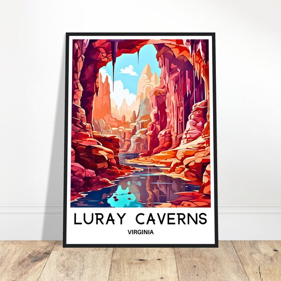 Luray Caverns Travel Print Poster Art Virginia Lover Gift Wall Hanging Illustration Home Office Desk Decor