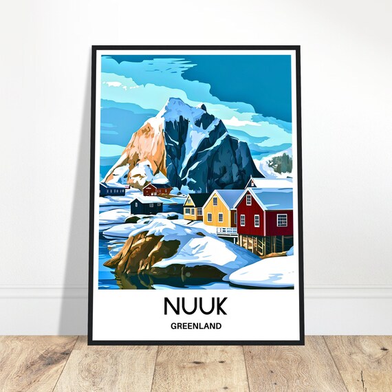 Nuuk Travel Print Poster Greenland Lover Gift Wall Hanging Art Home Office Desk Room Decor Illustration
