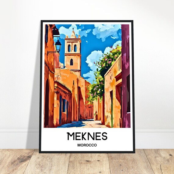 Meknes Travel Print Meknes Poster Moroccan Art Print Morocco Lover Gift Wall Hanging Art Meknes City Illustration Home Office Desk Decor