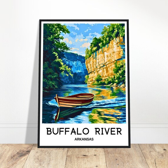 Buffalo River Travel Print Poster Art Arkansas Lover Gift Wall Hanging Illustration Home Office Desk Decor