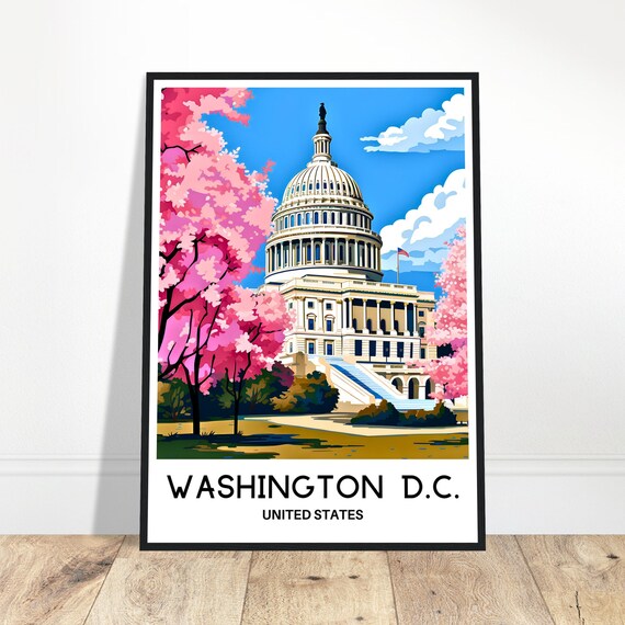 Washington Dc Travel Print Poster Art United States Lover Gift Wall Hanging Illustration Home Decor