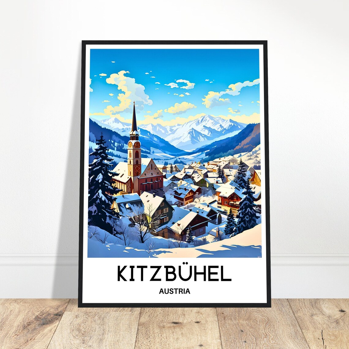 Kitzbuhel Travel Print Poster Austrian Art Austria Lover Gift Wall Hanging Illustration Home Office Decor