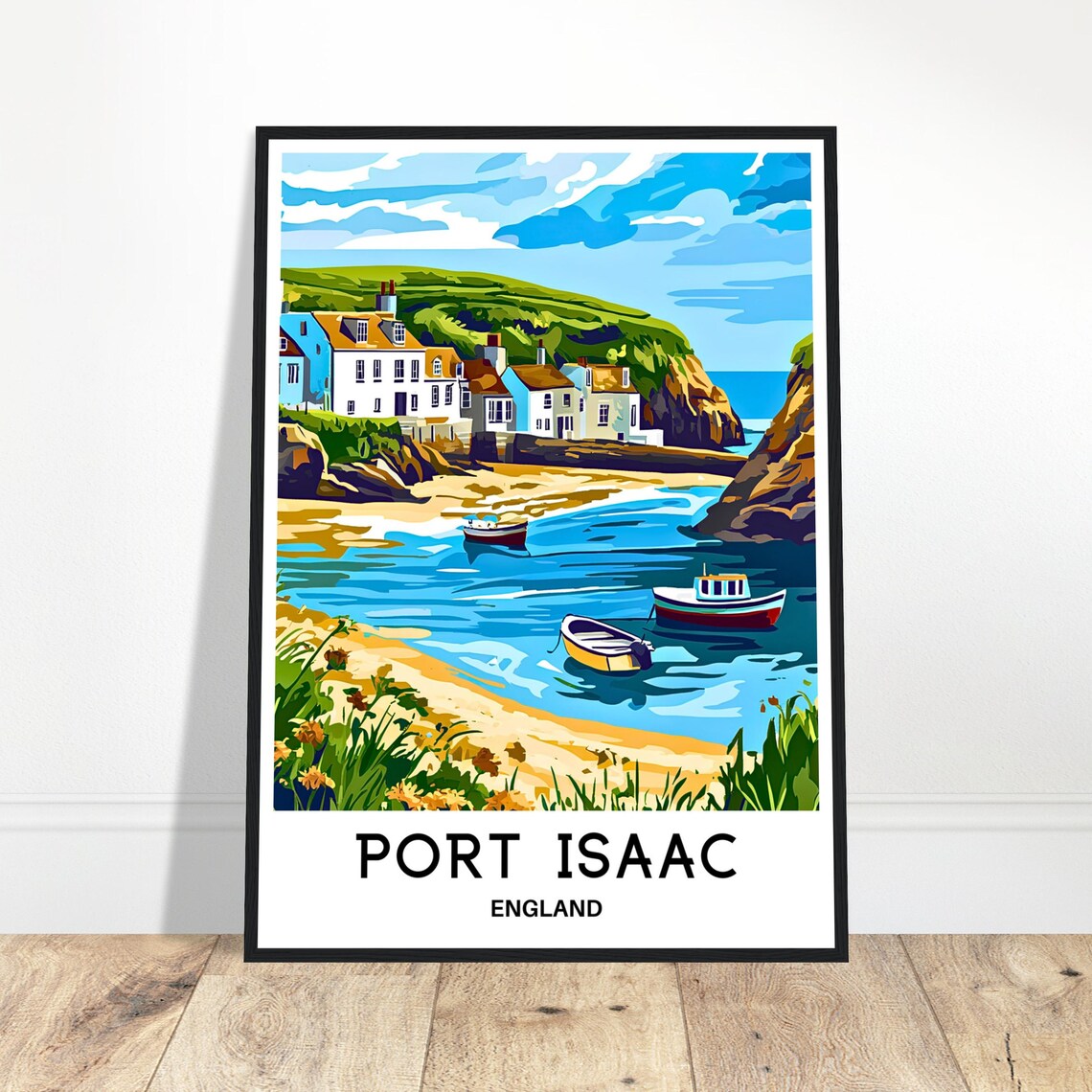 Port Isaac England Fishing Village Harbor Coastal Travel Poster