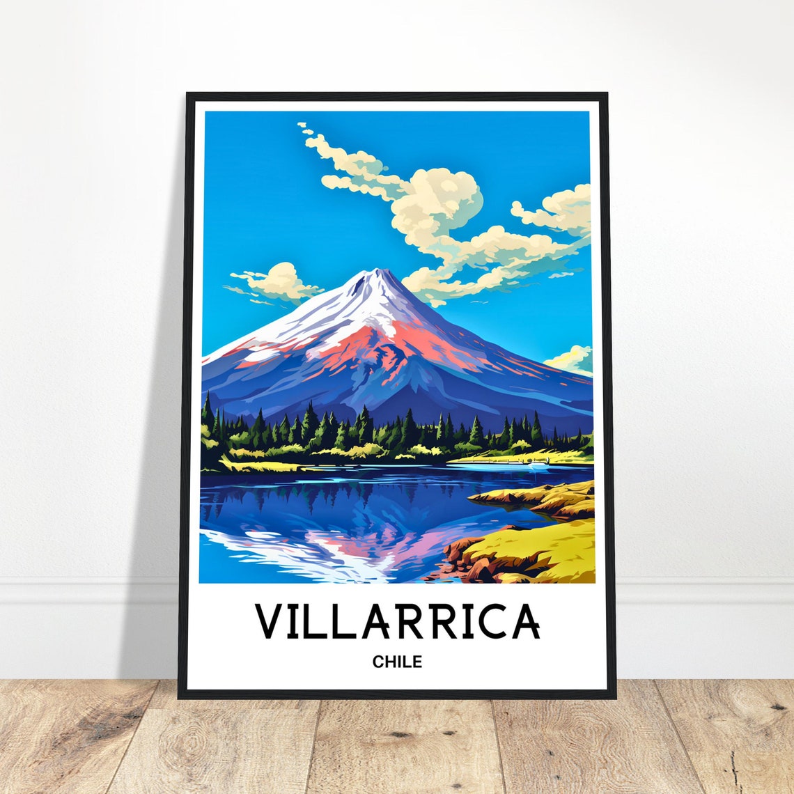 Villarrica Travel Print Villarrica Poster Chilean Art Print Chile Lover Gift Wall Hanging Art Villarrica Illustration Home Decor