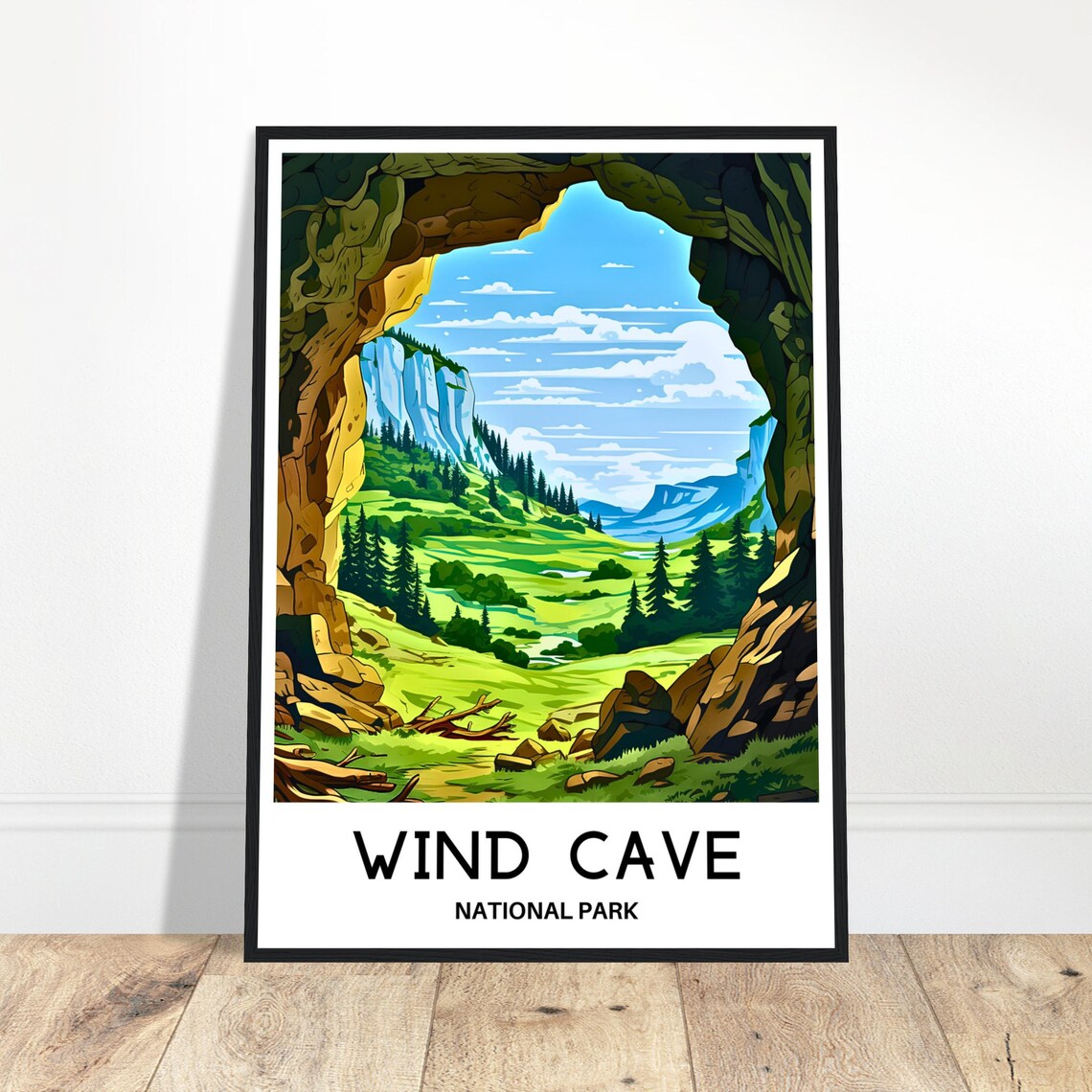 Wind Cave National Park Cave Arch Valley Vista Vintage Travel Poster
