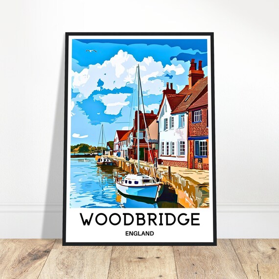 Woodbridge Travel Print Suffolk Poster English Art England Lover Gift Wall Hanging Town Illustration Home Office Decor