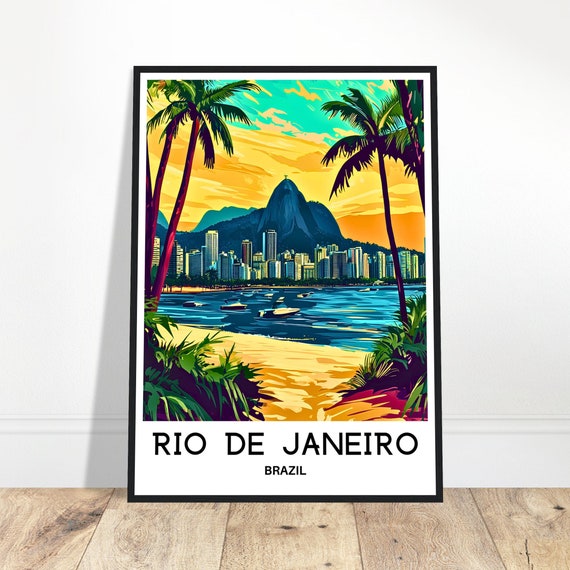 Rio De Janeiro Travel Print Poster Brazilian Art Brazil Lover Gift Wall Hanging Illustration