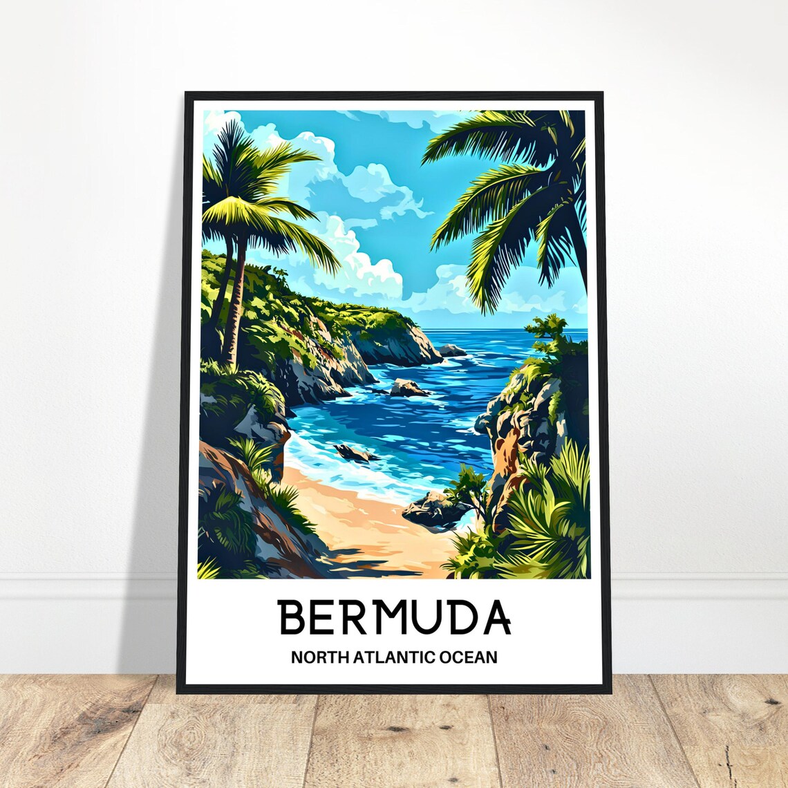 Bermuda North Atlantic Beach Cove Tropical Island Travel Poster