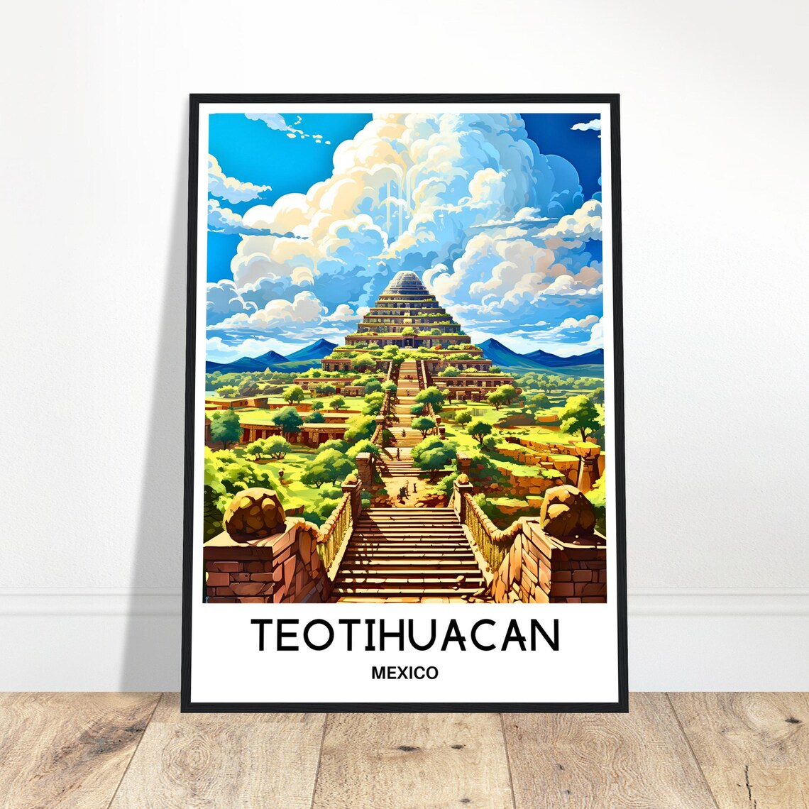 Teotihuacan Mexico Ancient Pyramid Ruins Wonder Travel Poster