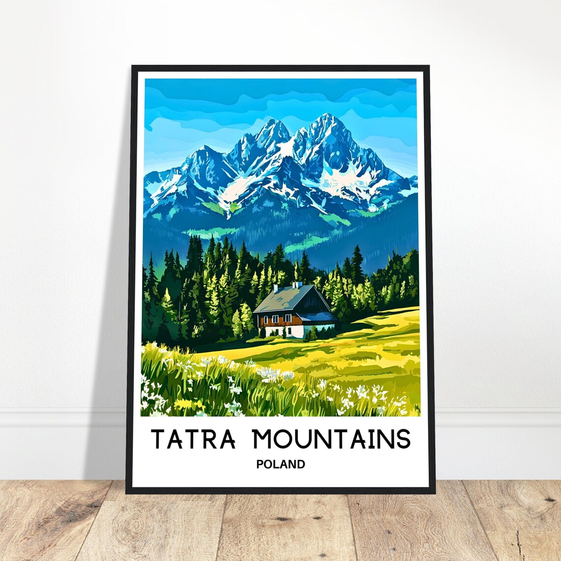 Tatra Mountains Poland Snow Peak Chalet Travel Souvenir Poster