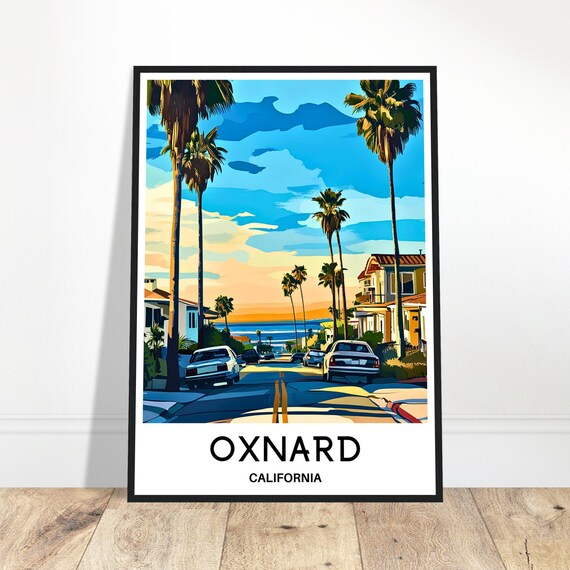 Oxnard Travel Print Poster Art Lover Gift Wall Hanging City Illustration Home Office Decor