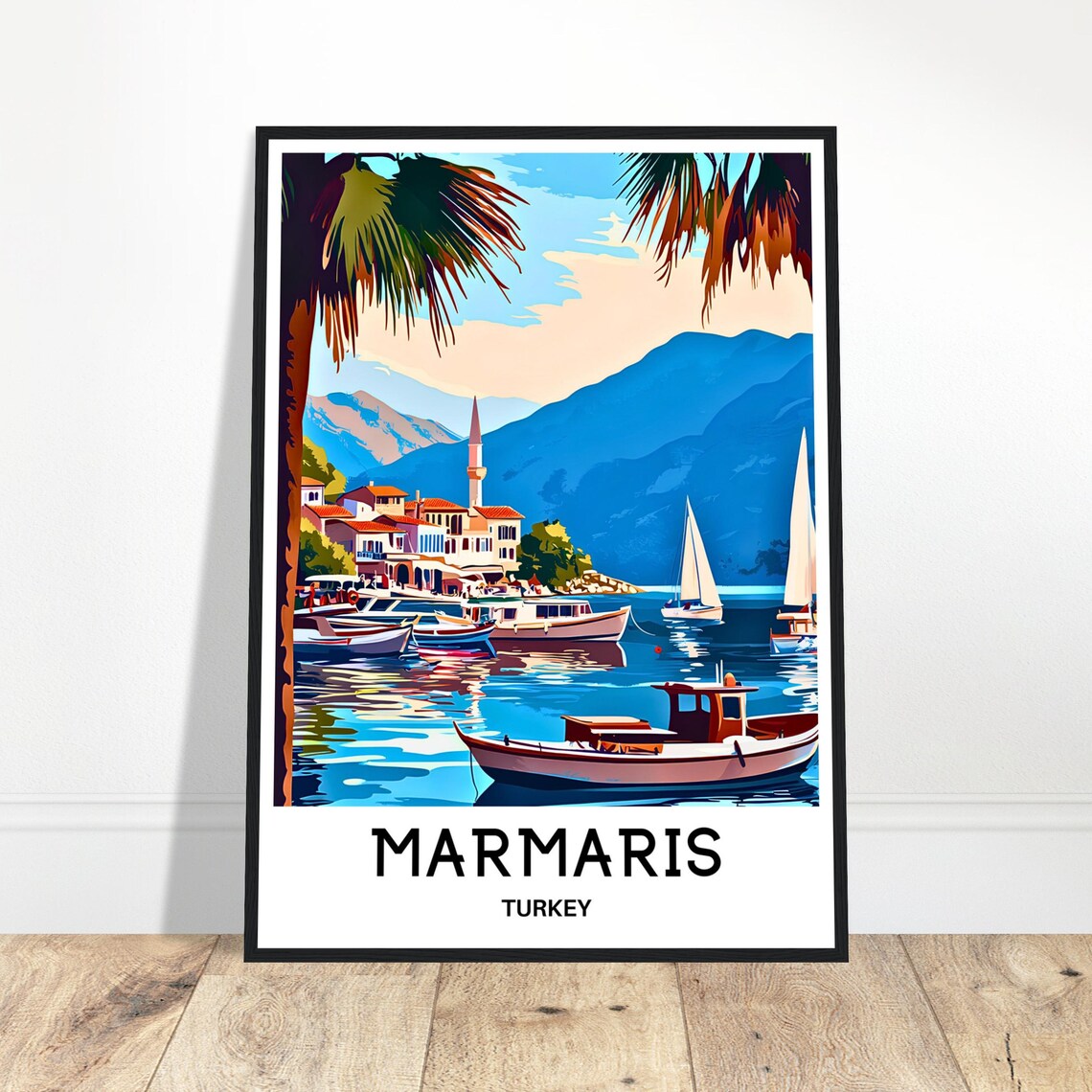 Marmaris Turkey Harbor Sailboats Mediterranean Travel Poster