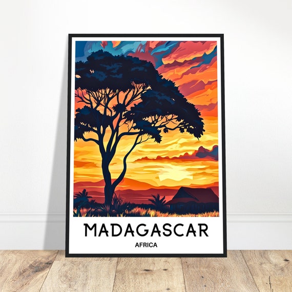 Madagascar Travel Print Poster African Art Africa Lover Gift Wall Hanging Illustration Home Office Desk Room Decor