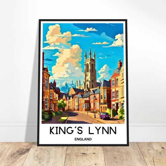 Kings Lynn Travel Print Poster English Art England Lover Gift Wall Hanging City Norfolk Illustration Home Room Decor