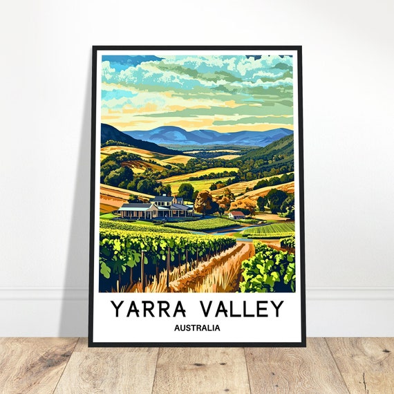 Yarra Valley Travel Print Poster Australian Art Australia Lover Gift Wall Hanging Illustration