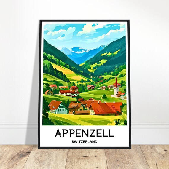 Appenzell Travel Print Poster Swiss Art Switzerland Lover Gift Wall Hanging Home Office Desk Decor Illustration
