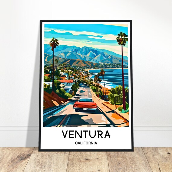 Ventura Travel Print Poster Art Lover Gift Wall Hanging City Illustration Home Office Room Decor