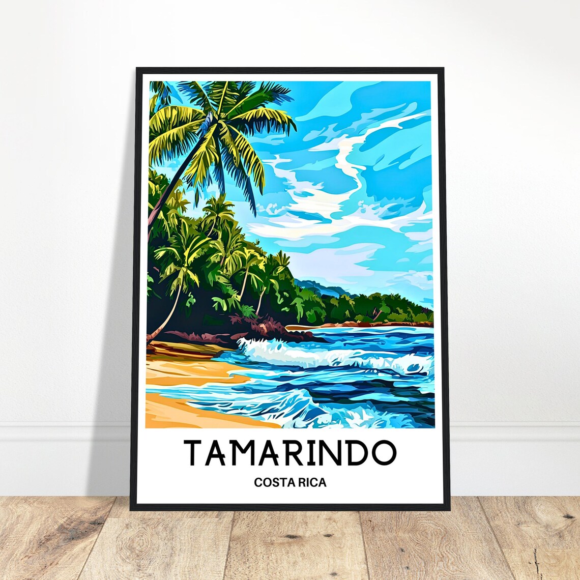 Tamarindo Costa Rica Palm Beach Rolling Waves Surf Travel Poster