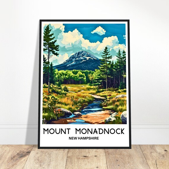 Mount Monadnock Travel Print Poster Art New Hampshire Lover Gift Wall Hanging Illustration Home Office Decor