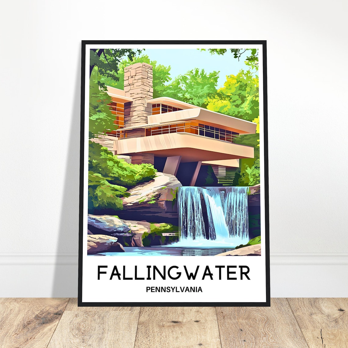Fallingwater Pennsylvania Frank Lloyd Wright Architecture Travel Poster