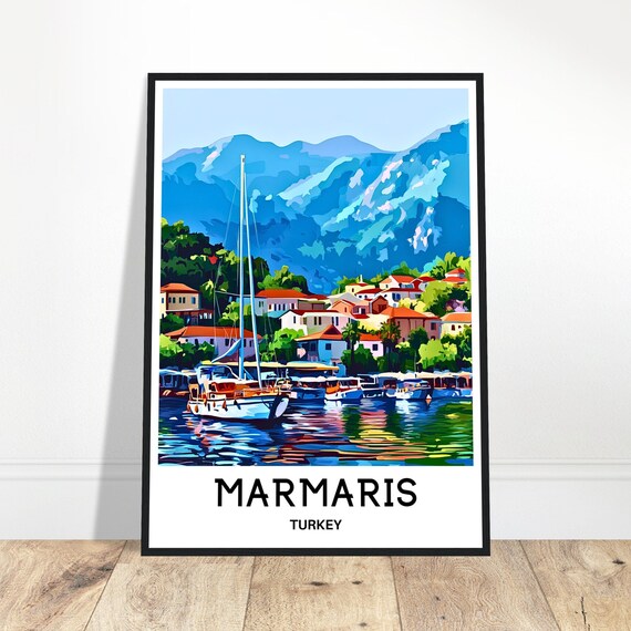 Marmaris Travel Print Poster Turkish Art Turkey Lover Gift Wall Hanging City Illustration Home Office Desk Decor