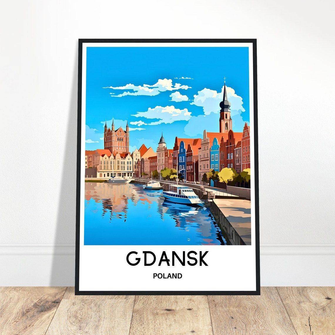 Gdansk Travel Print Gdansk Travel Poster Polish Art Print Poland Lover Gift Wall Hanging Art Home Office Desk Decor Gdansk City Illustration