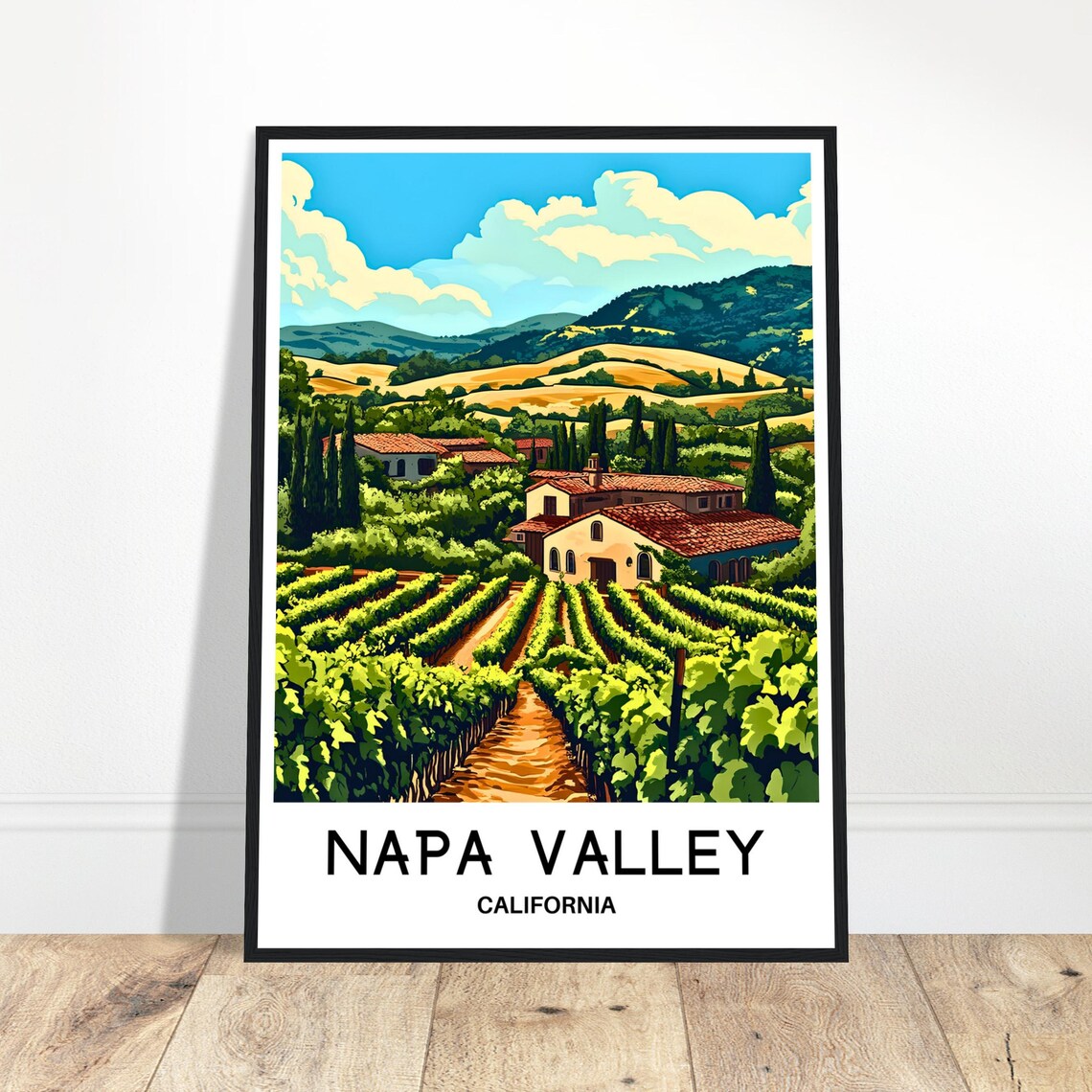 Napa Valley California Vineyard Wine Estate Scenic Travel Poster