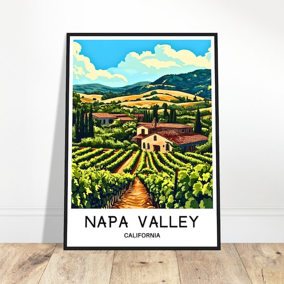 Napa Valley California Vineyard Wine Estate Scenic Travel Poster