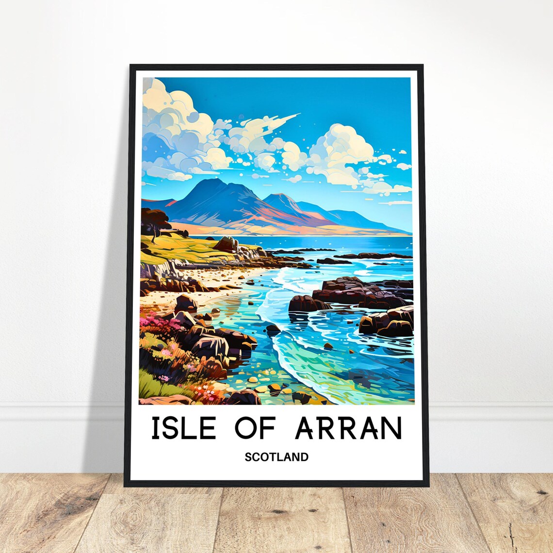 Isle of Arran Scotland Rocky Blue Coast Mountain Travel Poster