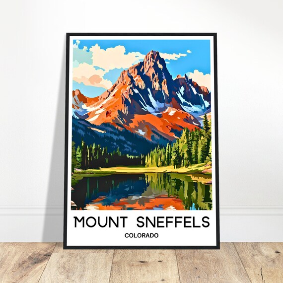 Mount Sneffels Colorado Reflected In Still Lake Travel Artwork Poster